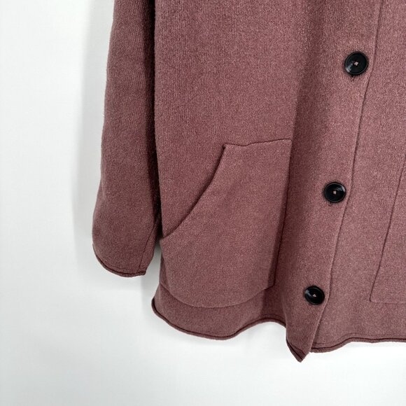Pure Jill Sweater Jacket Maroon Size Small Button up Cotton Blend - Picture 2 of 5